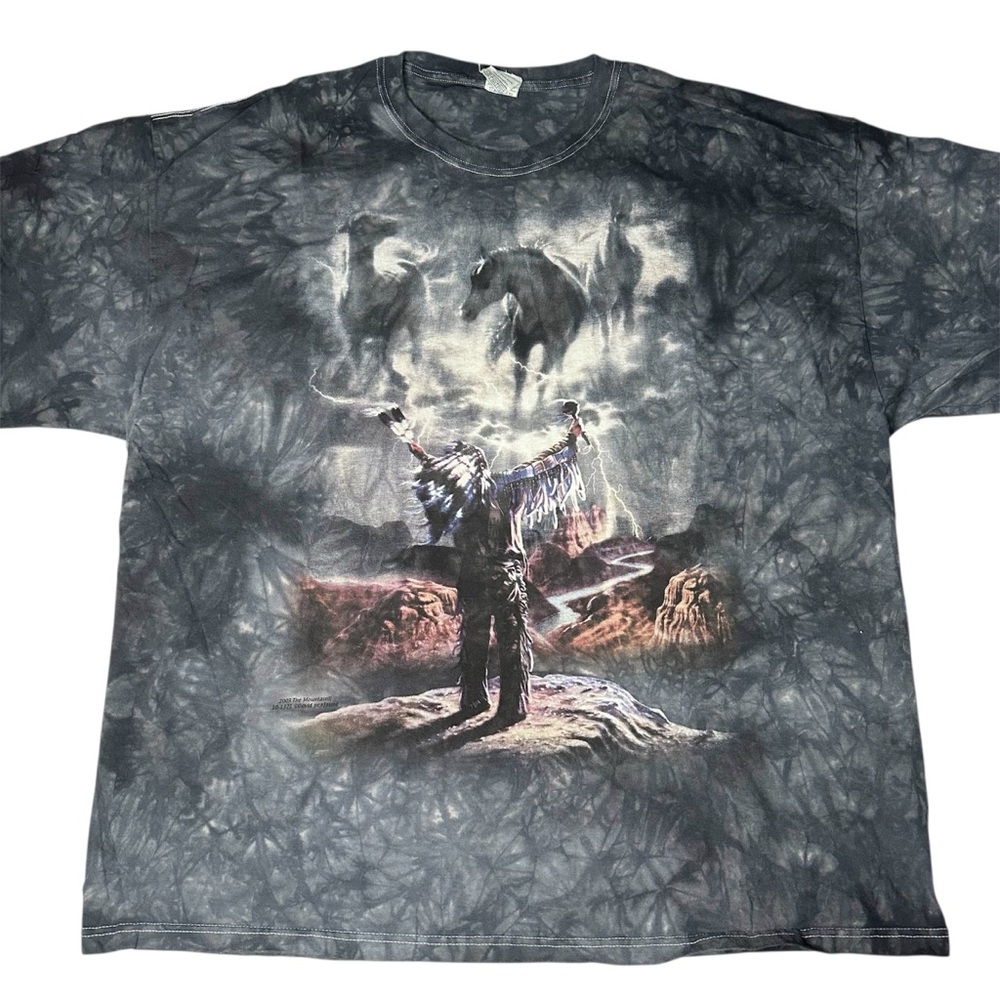 Vintage The Mountain Native American Tribal Chief Spiritual Animal Graphic Tee